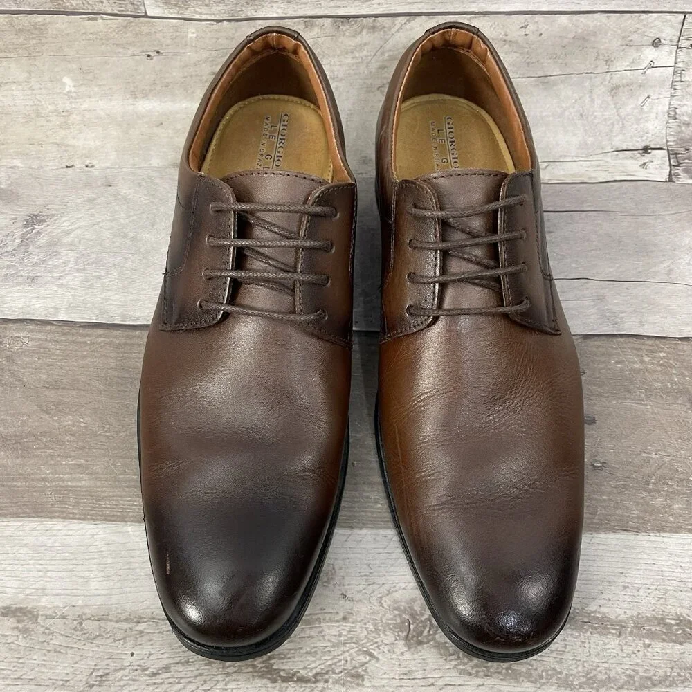 Giorgio Brutini Le‎ Glove Size 8 Brown Leather Oxford Dress Shoes Lace Up